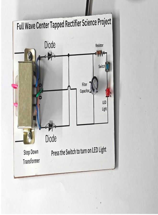 ESPtronics مجموعة أدوات تجريبية لمشروع علمي استقصائي من ESPTRONICS، تتضمن نموذجًا عمليًا لمقوم الموجة الكاملة ذي نقطة مركزية، مناسبة لطلاب الصف الثاني عشر، مع مكثف ترشيح وثنائي. - Image 3